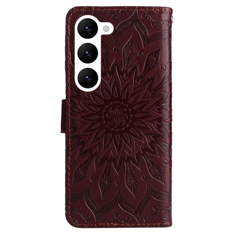 Capa Folio Para Samsung Galaxy S23 5G Mandala Sol Com Cordão