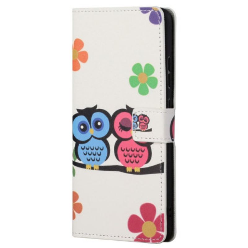 Capa Folio Para Samsung Galaxy S23 5G Par De Corujas