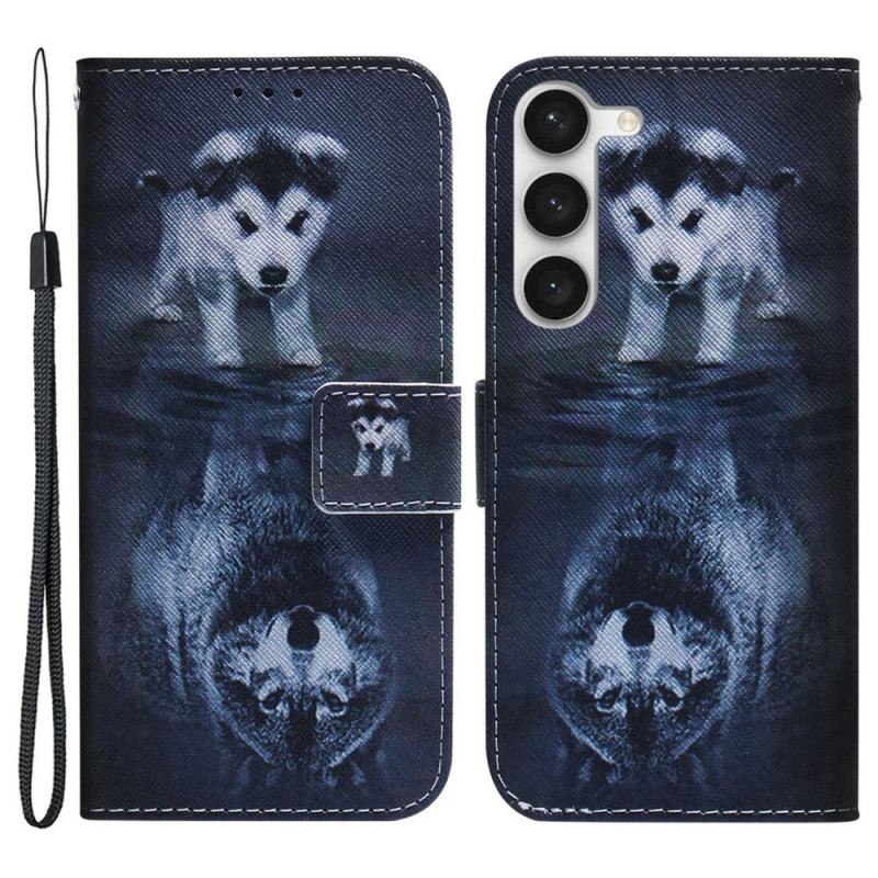 Capa Folio Para Samsung Galaxy S23 5G Sonho De Cachorrinho