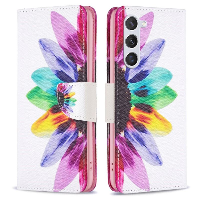 Capa Folio Para Samsung Galaxy S23 5G Uma Flor