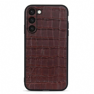 Capa Para Samsung Galaxy S23 5G Couro Genuíno Estilo Crocodilo