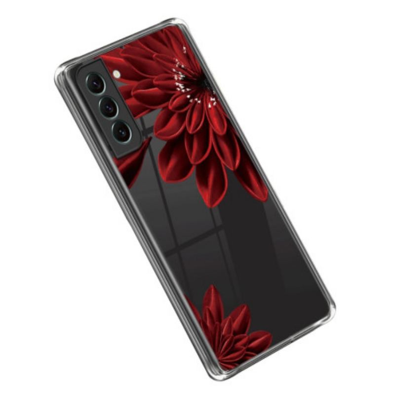 Capa Para Samsung Galaxy S23 5G Flor Vermelha Sem Costura