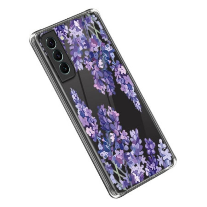 Capa Para Samsung Galaxy S23 5G Flores Roxas Sem Costura