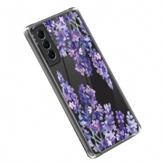 Capa Para Samsung Galaxy S23 5G Flores Roxas Sem Costura