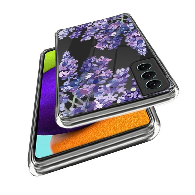 Capa Para Samsung Galaxy S23 5G Flores Roxas Sem Costura