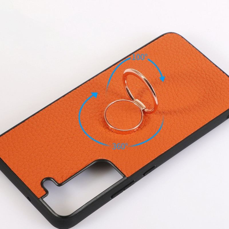 Capa Para Samsung Galaxy S23 5G Porta-anel De Lichia De Couro Sintético