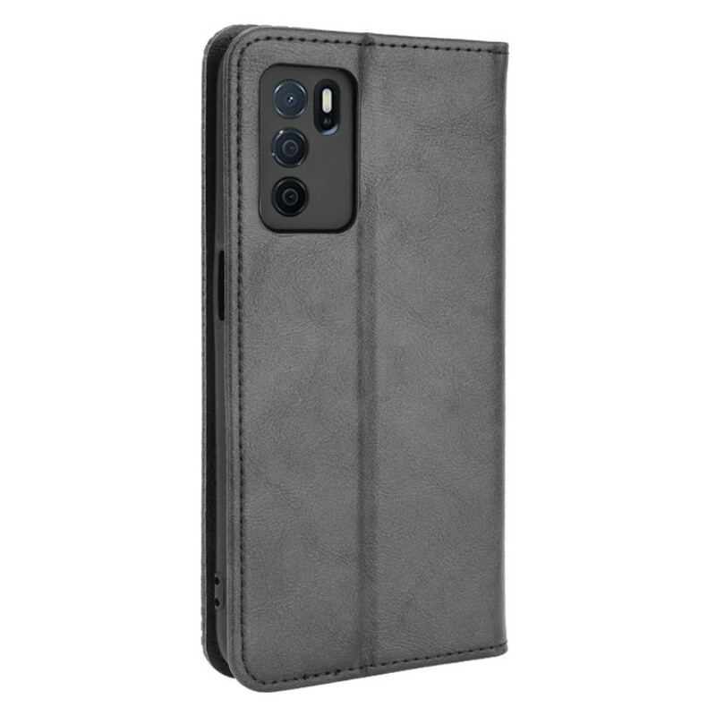 Capa De Celular Para Oppo A16 / A16s Flip Efeito Couro Vintage Estilizado