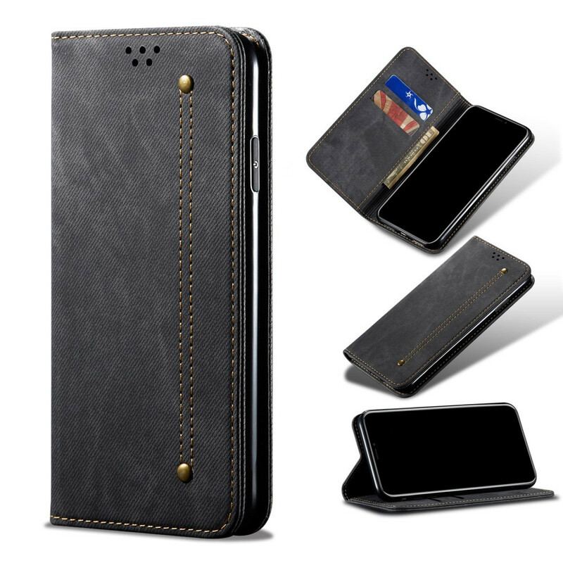 Capa De Celular Para Oppo A16 / A16s Flip Tecido Jeans