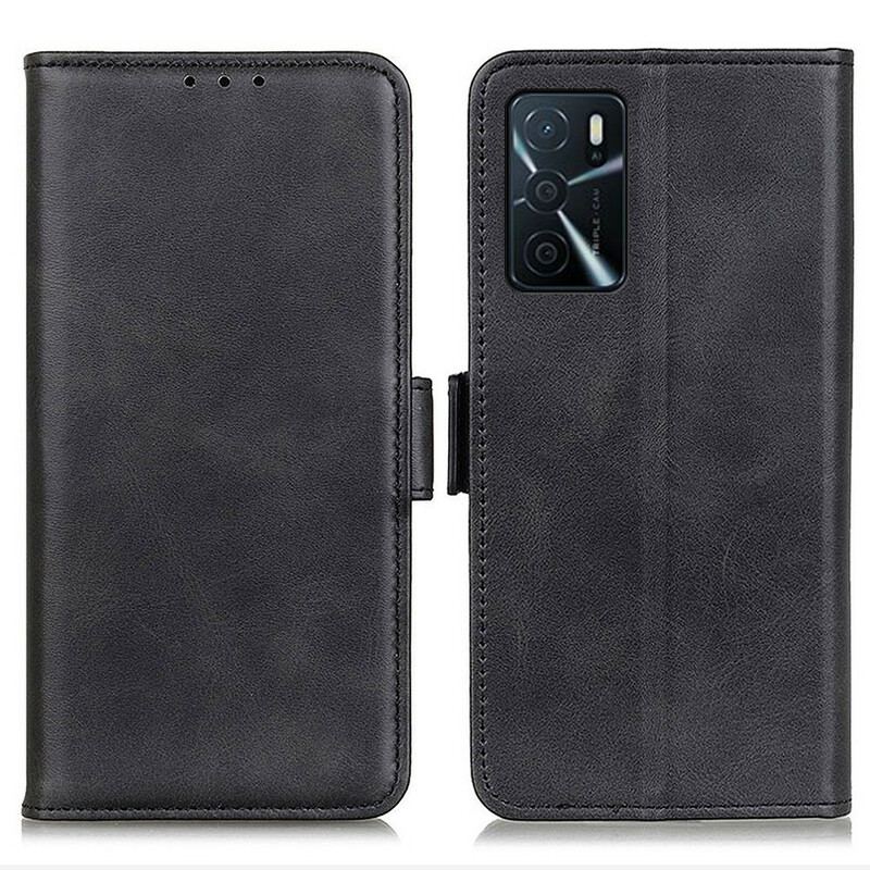 Capa De Couro Para Oppo A16 / A16s Flip Aba Dupla