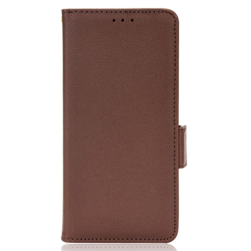 Capa De Couro Para Oppo A16 / A16s Flip Flap Double Litchi Novas Cores