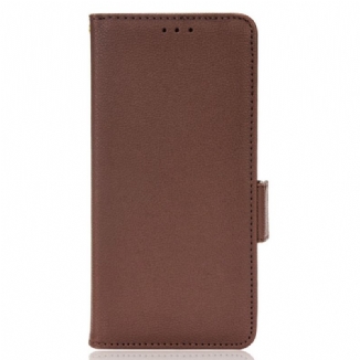 Capa De Couro Para Oppo A16 / A16s Flip Flap Double Litchi Novas Cores