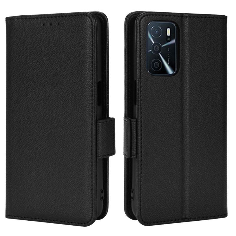 Capa De Couro Para Oppo A16 / A16s Flip Flap Double Litchi Novas Cores