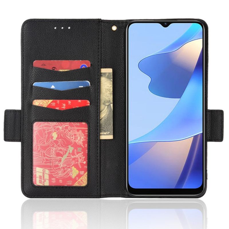 Capa De Couro Para Oppo A16 / A16s Flip Flap Double Litchi Novas Cores