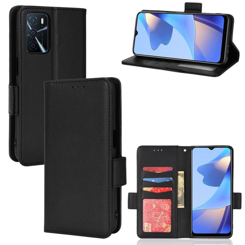 Capa De Couro Para Oppo A16 / A16s Flip Flap Double Litchi Novas Cores