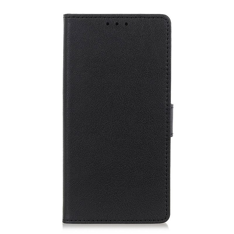 Capa Em Pele Para Oppo A16 / A16s Efeito Couro Brilhante Simples