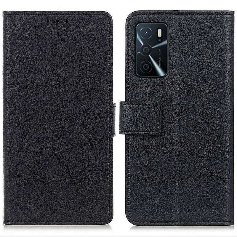 Capa Em Pele Para Oppo A16 / A16s Efeito Couro Brilhante Simples