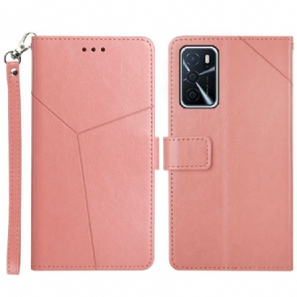 Capa Em Pele Para Oppo A16 / A16s Estilo Couro Geo Y Design