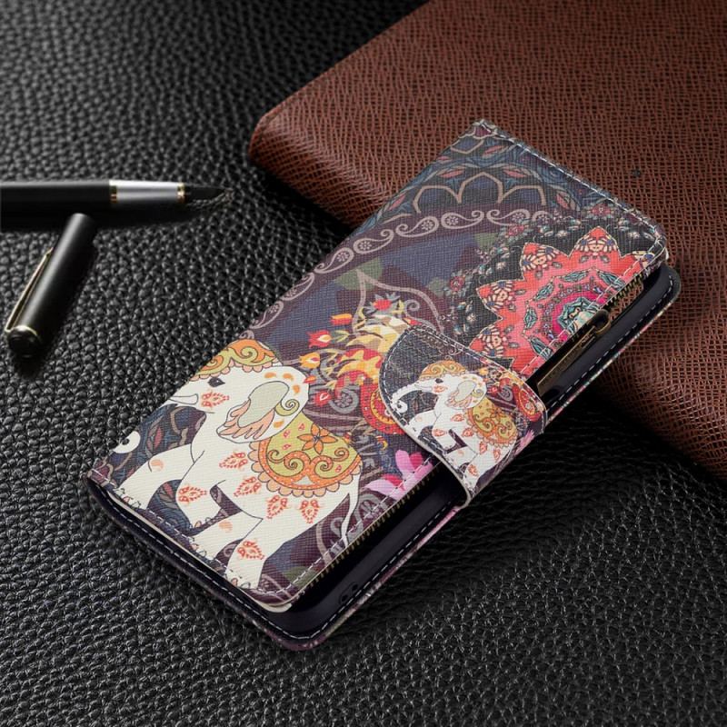 Capa Flip Para Oppo A16 / A16s Bolso Elefante Com Zíper