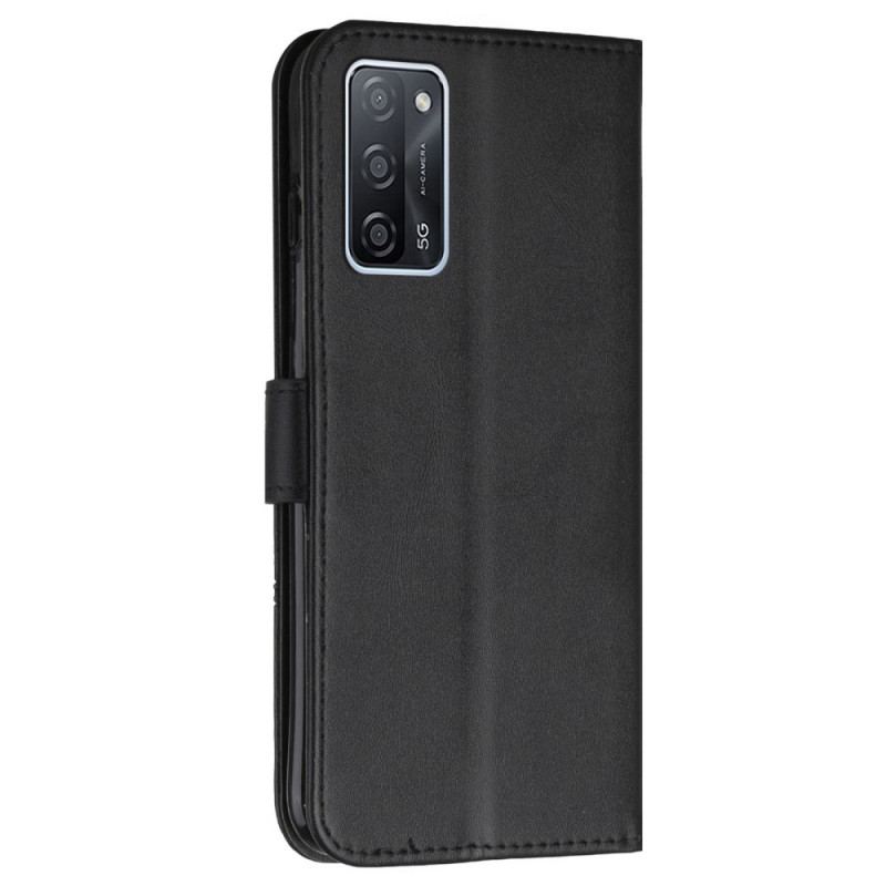 Capa Flip Para Oppo A16 / A16s De Cordão Strappy Geo Leather Effect