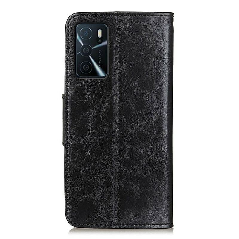 Capa Flip Para Oppo A16 / A16s Fecho Reversível De Couro Rachado