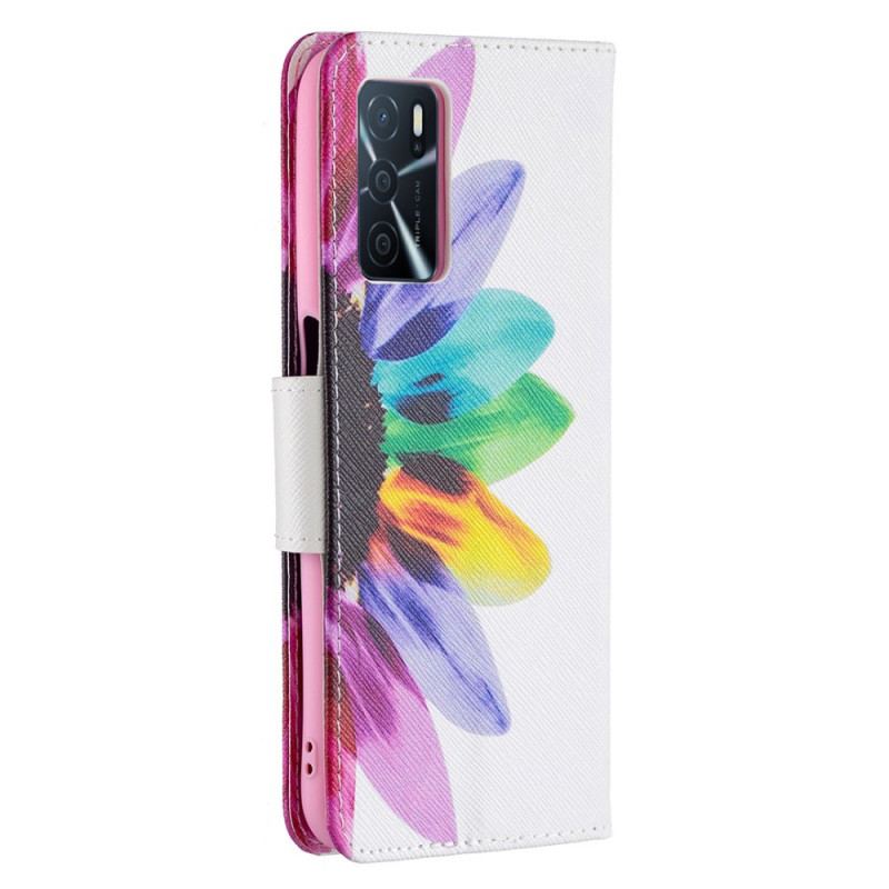 Capa Flip Para Oppo A16 / A16s Flor Aquarela