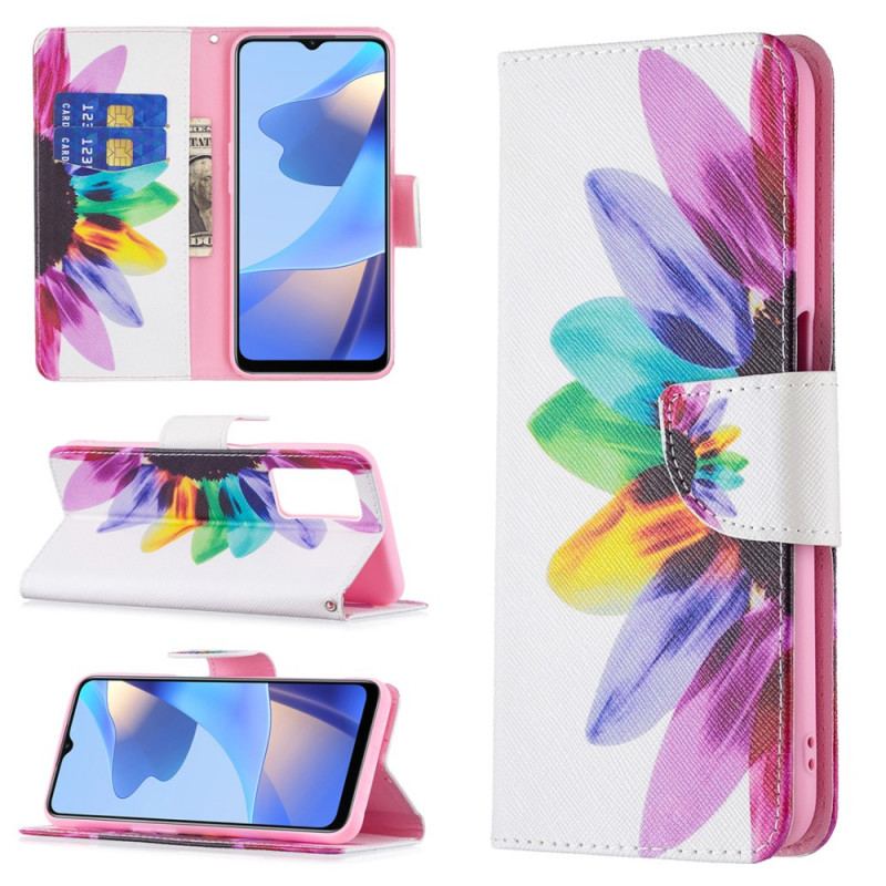 Capa Flip Para Oppo A16 / A16s Flor Aquarela