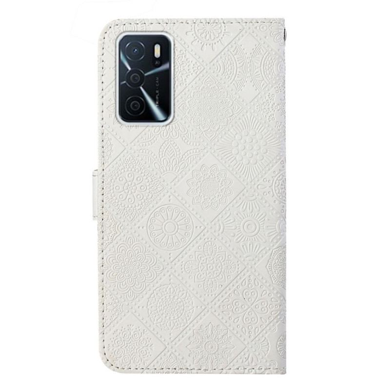 Capa Flip Para Oppo A16 / A16s Padrão De Tapeçaria