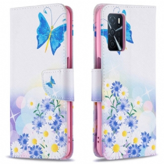 Capa Folio Para Oppo A16 / A16s Borboletas E Flores Pintadas