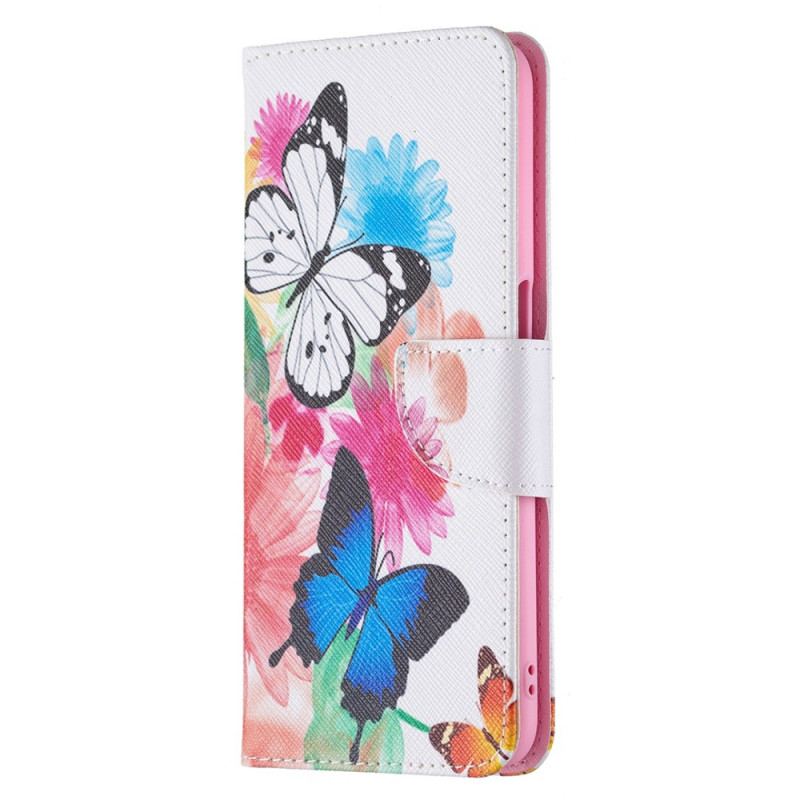 Capa Folio Para Oppo A16 / A16s Borboletas E Flores Pintadas