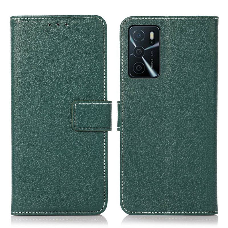 Capa Folio Para Oppo A16 / A16s Costuras Efeito Couro Lichia