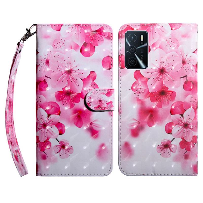 Capa Folio Para Oppo A16 / A16s Flores Cor De Rosa