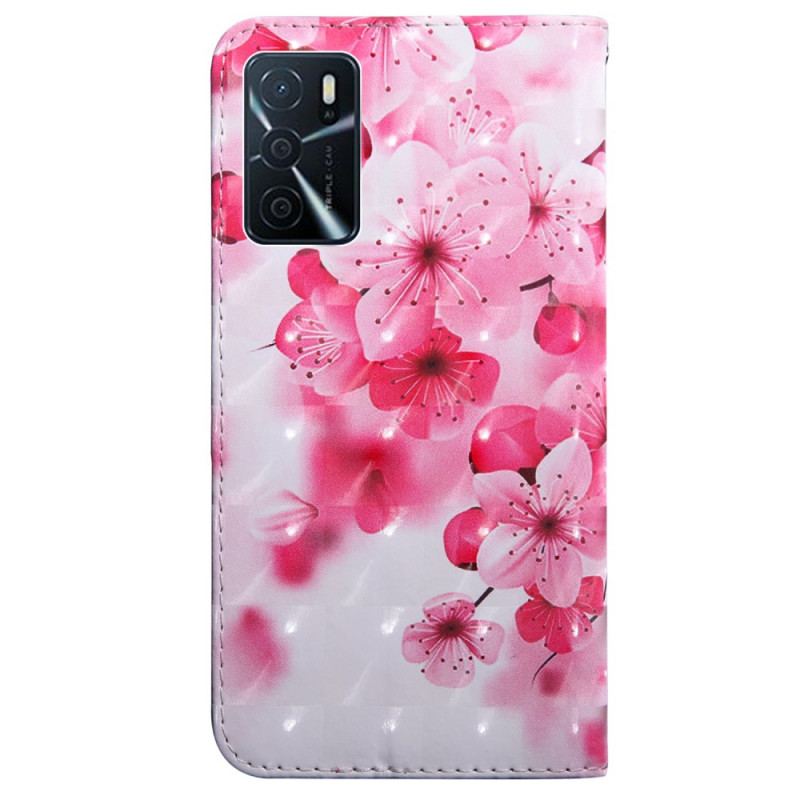 Capa Folio Para Oppo A16 / A16s Flores Cor De Rosa