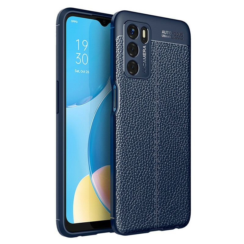 Capa Para Oppo A16 / A16s Linha Dupla Efeito Couro Litchi