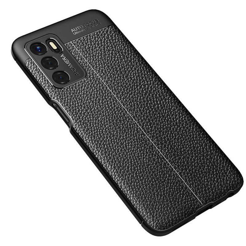 Capa Para Oppo A16 / A16s Linha Dupla Efeito Couro Litchi