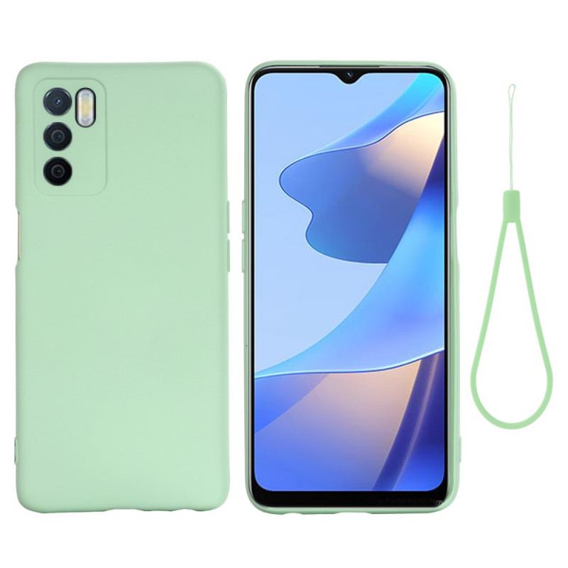 Capa Para Oppo A16 / A16s Silicone Líquido Com Cordão