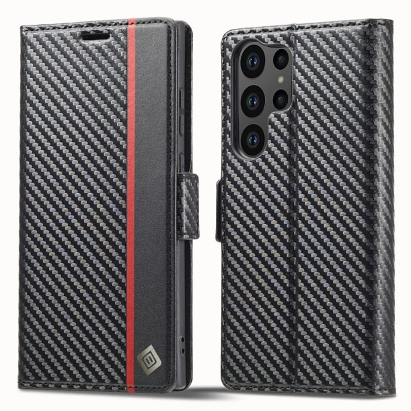 Capa De Celular Para Samsung Galaxy S23 Ultra 5G Flip Fibra De Carbono