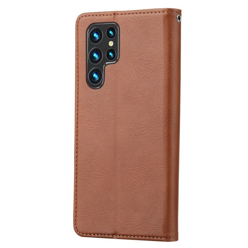 Capa De Celular Para Samsung Galaxy S23 Ultra 5G Flip Titular De Cartão De Couro Sintético