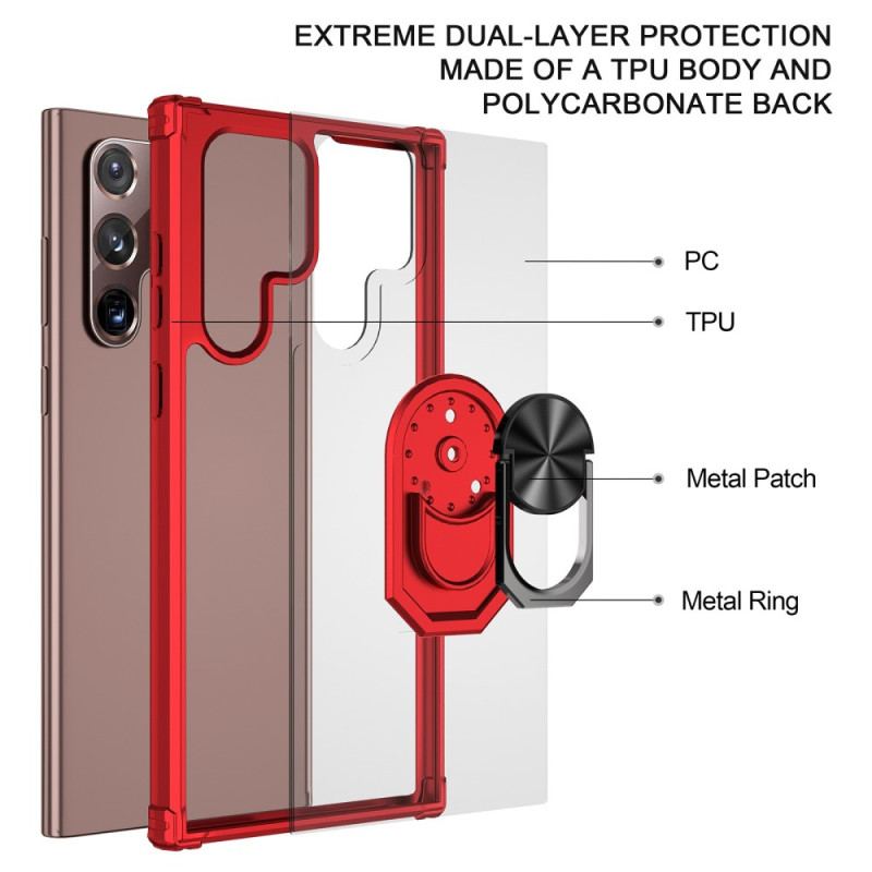 Capa De Celular Para Samsung Galaxy S23 Ultra 5G Transparente Com Suporte De Anel