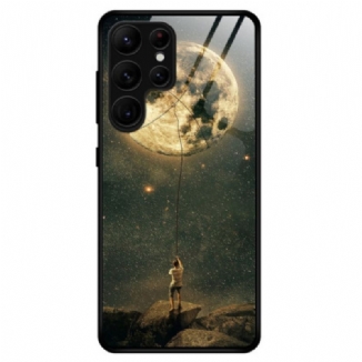 Capa De Celular Para Samsung Galaxy S23 Ultra 5G Vidro Temperado Do Homem Da Lua