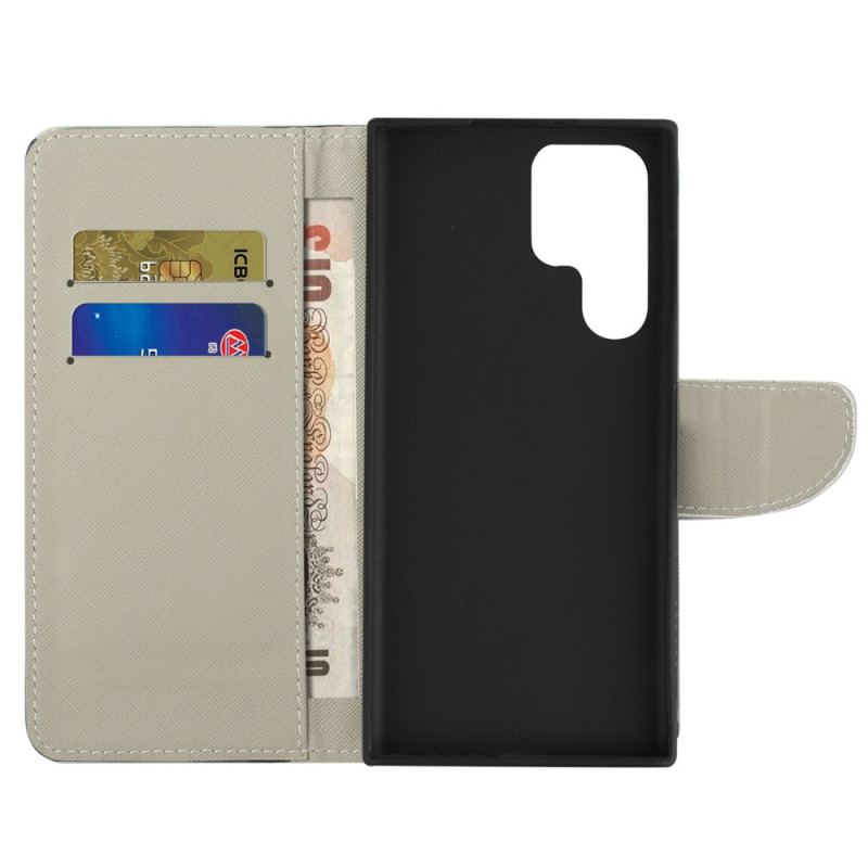 Capa De Couro Para Samsung Galaxy S23 Ultra 5G Borboletas Sublimes