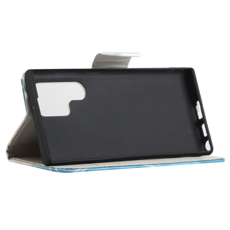 Capa De Couro Para Samsung Galaxy S23 Ultra 5G Borboletas Sublimes