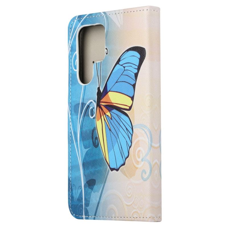 Capa De Couro Para Samsung Galaxy S23 Ultra 5G Borboletas Sublimes