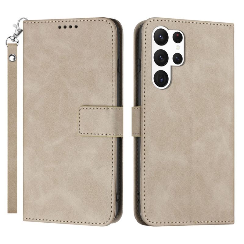 Capa De Couro Para Samsung Galaxy S23 Ultra 5G De Cordão Strappy Vintage