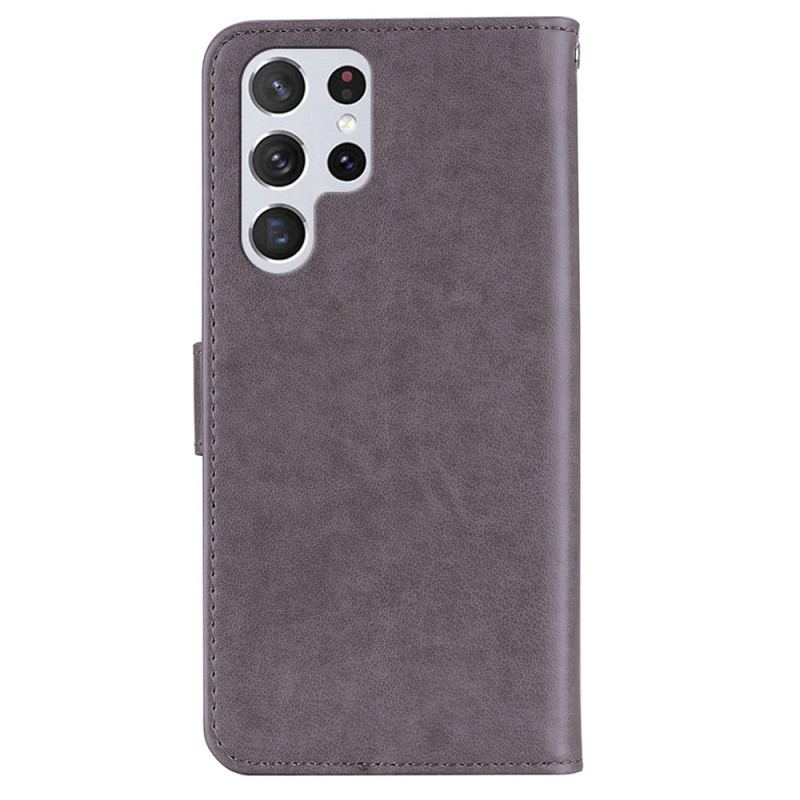 Capa De Couro Para Samsung Galaxy S23 Ultra 5G Coruja Mandala E Charme