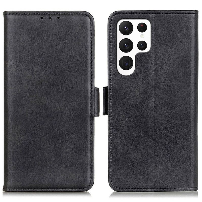 Capa De Couro Para Samsung Galaxy S23 Ultra 5G Fecho Duplo