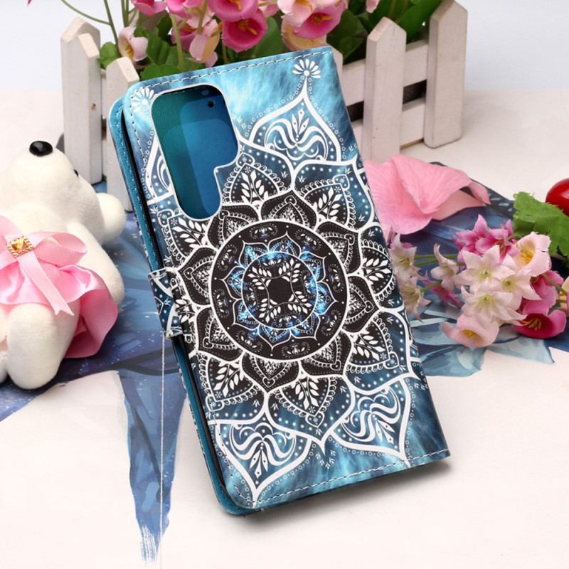 Capa De Couro Para Samsung Galaxy S23 Ultra 5G Mandala No Céu