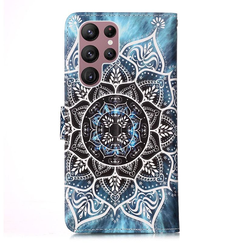 Capa De Couro Para Samsung Galaxy S23 Ultra 5G Mandala No Céu