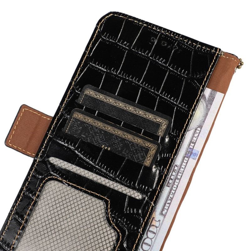 Capa De Couro Para Samsung Galaxy S23 Ultra 5G Rfid Estilo Crocodilo