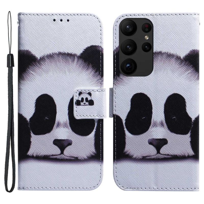 Capa Em Pele Para Samsung Galaxy S23 Ultra 5G De Cordão Meu Panda Lanyard