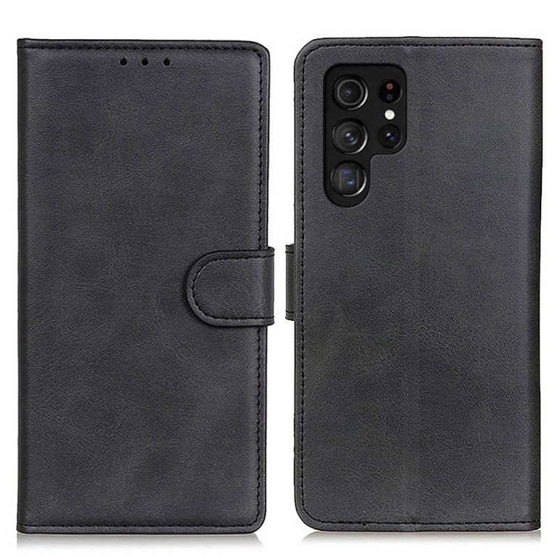 Capa Em Pele Para Samsung Galaxy S23 Ultra 5G Couro Sintético Fosco